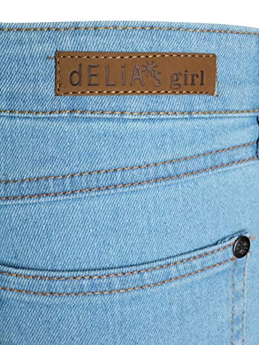 dELiAs Girls Soft Stretch Denim Bermuda Style Shorts (2 Pack), Flower Embroidery, Size 10'