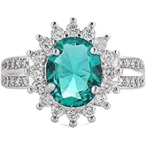 Viyuroyk 925 Sterling Silver Shining Emerald Cubic Zirconia Rings Diamond Rings for Women Jewelry Findings Earring Backs Findings