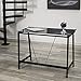 OneSpace Contemporary Glass-Top Desk for Small Spaces, Small Writing Desk, Black