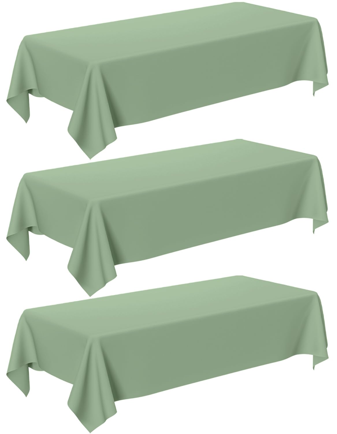 Oigco Sage Green Tablecloth - 3 Pack 54" × 108" Rectangle Disposable Sage Green Table Cloth, Waterproof Plastic Table Cover for Party, Wedding, Holiday & Gathering Use