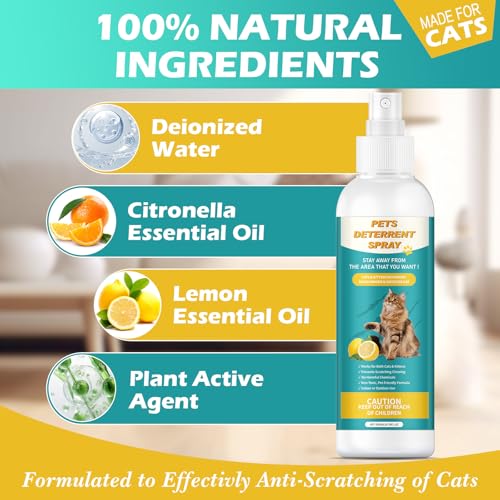 QROHIPX Natural Cat Deterrent Spray, Safe for Indoor & Outdoor, No Trace Residue Formula, Protect Furniture & Garden, Upgraded Cat Training Essential (200ML)