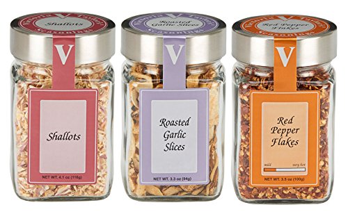 Pantry Essentials - ROASTED GARLIC SLICES, DRIED SHALLOTS, AND RED PEPPER FLAKES add flavor to soup, stew, sauces, and salad dressing. VICTORIA TAYLOR'S BY VICTORIA GOURMET.