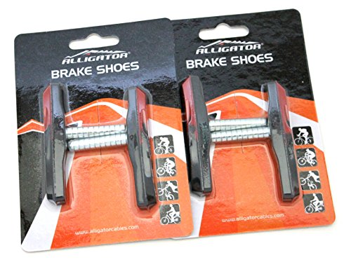 Alligator VB-706-2 Cantilever MTB Mountain Bicycle Bike Post Type Brake Shoes Pads (2 Pair), Black/Red