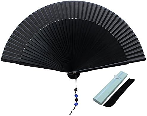 JSSWB Silk Folding Fan, Chinese/Japanese Vintage Retro Style Handmade Silk Hand Fan with a Silk Sleeve and Handmade Tassels for Home Decoration Party Wedding Dancing (Style-2)