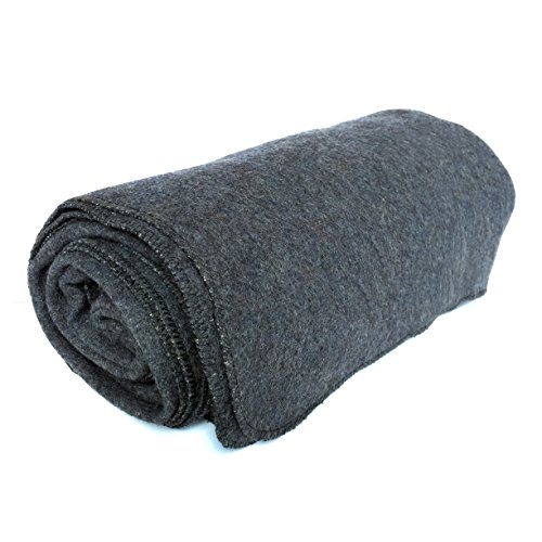 EKTOS 90 Wool Blanket, Grey, Warm & Heavy 4.4 lbs, Large Washable 66