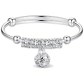 Sterling Silver Bracelets For Women 925 Sterling Silver Beads Bangle Bracelet Transfer Lucky Cuff Bracelet Adjustable Fashion Women Jewelry