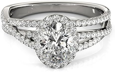Intertwine Halo Oval Cut Diamond Engagement Ring 1 1/10ct TDW