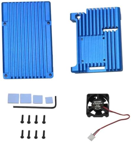 Protective Armor - Carcasa con ventilador para Raspberry Pi 4 (aleación de aluminio), Azul