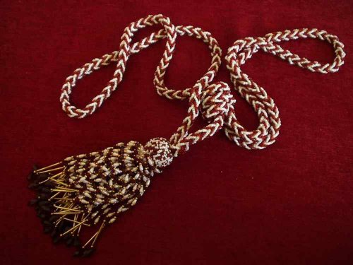 Indian Selections Pair - Red White Decorative handmade Tiebacks/Tassel / Curtain Holdback with Beads