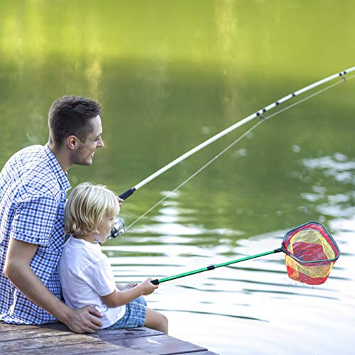FunVZU Kids Fishing Net - Ultralight Telescopic Aluminum Pole Handle with Waterproof Nylon Mesh, Minnow Net and Butterfly Net for Kids Outdoor