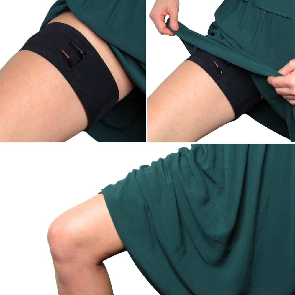 URSA Thigh Straps: Low-Profile, Soft, Stretchy & Breathable Transmitter Straps for Location Sound, Theatre, Wedding Shoots & More (Black, Sideways Pouch)