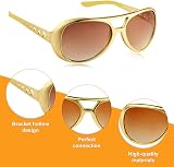 Yontree 5pcs 80s 90s Hip Hop Costume Set Gold Chain Bracelet Ring Glasses view 3