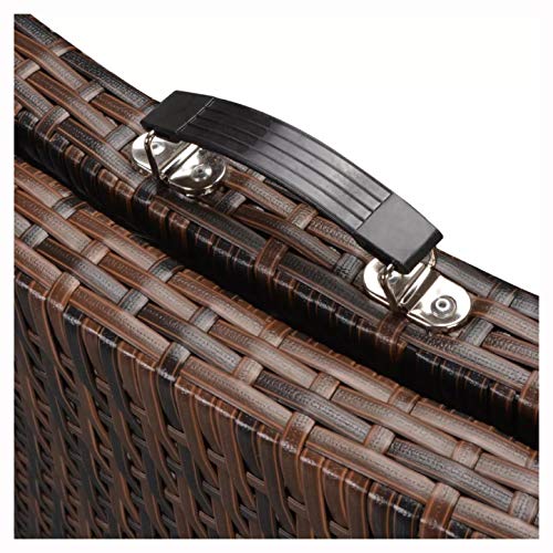 Sunlounger, Folding Sun Loungers 2 pcs with Table Poly Rattan Brown