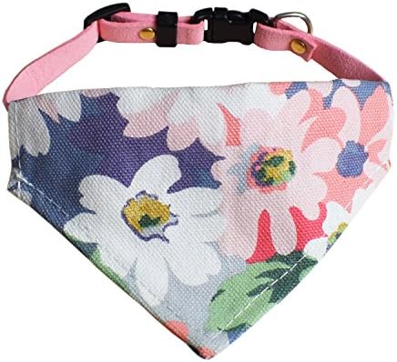 Pets Accessories Soft Suede Collar Bandana Triangle Bibs Scarfs for Dogs Adjustable (Flower Pattern, M)