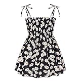 TOPUUTP Girls Floral Lace-up Bow Dress, Retro