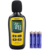 URCERI Noise Decibel Meter with 35dB-135dB Digital Sound Level Tester, Max/Min/Hold Mode, Temperature Measurer, Large LCD Color Screen Backlit Display, Battery Included, Black &amp; Yellow