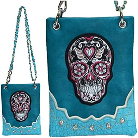 WESTERN WEAR WOMEN'S TURQUOISE MINI MESSENGER BAG FOR CELLPHONE OR SMALL TABLETS
