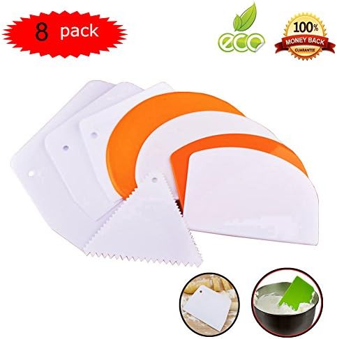 Bowl Scraper Flexible Dough Scrapers Silicone Plastic Bread Handle Cutter Chopper by MSART for Kitchen Aid Mixer Professional Set Attachment Flat Cakes Variety Pack of Soft, Hard, Large, Small