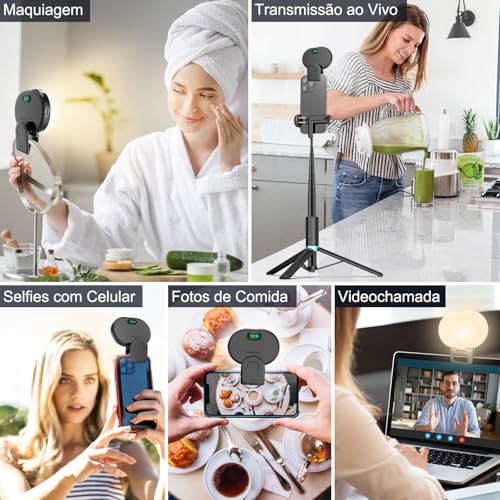 Tobeape Luz de Selfie Portátil Recarregável – 80 LEDs Anel de Luz com 3 Modos e 10 Níveis de Brilho, Bateria 2000mAh, Clipe Universal para Celular iPhone Android, Ideal para TikTok e Vídeos