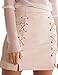 PROGRACE Women's Criss-Cross Empire Waist Bodycon Faux Suede Mini Skirt Beige M
