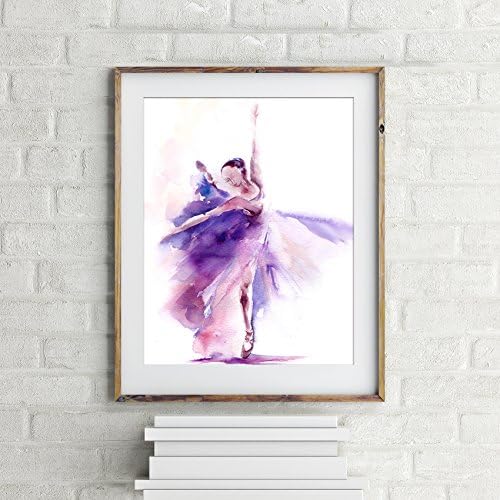 Ballerina Print, ballet art, modern watercolor painting art print, purple art