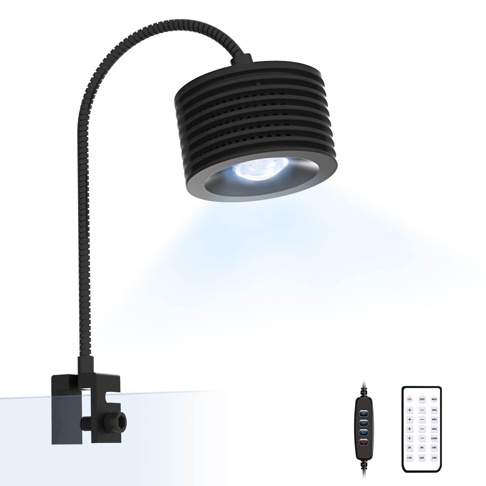 Lominie Clip on Aquarium Light Led Fish Tank Lights Reef Lights for Coral,Full Spectrum Aquarium Plants Lights with Gooseneck, for 6~15 Inch Long Coral Reef Fish Tanks(16W Saltwater)