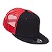 Mesh Premium Snapback Flat Bill Cap - Black Red OSFM