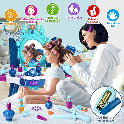 Kids Vanity Table Toys for 2 3 4 5 Year Old Girls Vanity, Toddler