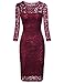 Lace Dress,Bebonnie Women 3/4 Sleeve Sexy Tight Summer Fall Petite Special Occasions Cocktail Dress Red Wine S