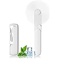 JSQBD Portable Handheld Fan, 2 IN 1 Mini Hand Fan, Battery Operated [8-15 Working Hours], USB Rechargeable Personal Foldable Fan for Indoor, Small Pocket Fan Travel Essentials for Outdoor (White)