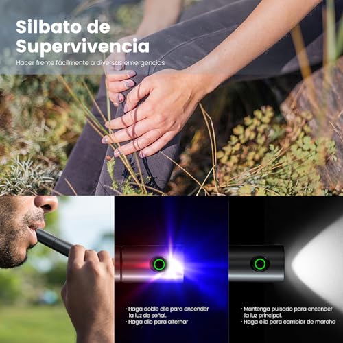 PHILIPS SFL1126 Linterna LED Recargable, Linterna Portátil con Silbato de Supervivencia, 300 Lúmenes Mini Flashlight, Multiusos para Lectura, Paseo de Perros, Emergencia