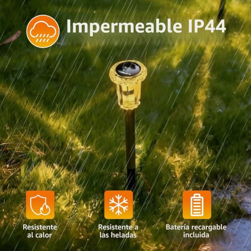sylvwin LED Solar Garden Lights, Solar Lights Outdoor Garden, 10 Pack Warm White Solar Garden Lights, IP44 Waterproof for Lawn, Outdoor, Garden and Yard