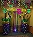 30Ct Mardi Gras Hanging Party Decorations - Ceiling Swirl Crown Mask Supplies Decor