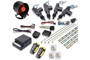 Maso Car Remote Central Locking Kit 4 Doors Keyless Entry System + Anti-Theft Alarm Immobiliser System with Shock Sensor Universal Fits for All Car