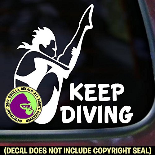 KEEP DIVING Springboard Female Diver Vinyl Decal Sticker C