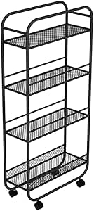 Estante Baldas Cesta de Almacenamiento Carro Utilitario Rodante de 4
