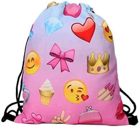 Men's Women's Print Shoulder Drawstring Bag Backpack String Bags School Rucksack Gym Handbag (animals,foods)15"x11" (DB-63)