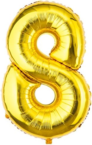 Happy Dolphins Gold Birthday/Party Number Balloons, 0-9, 40'' (Gold Birthday/Party Balloon 8)