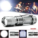 Enjoydeal Mini 1200Lm CREE Q5 LED Adjustable Zoom Focus Flashlight Torch Sliver Silve