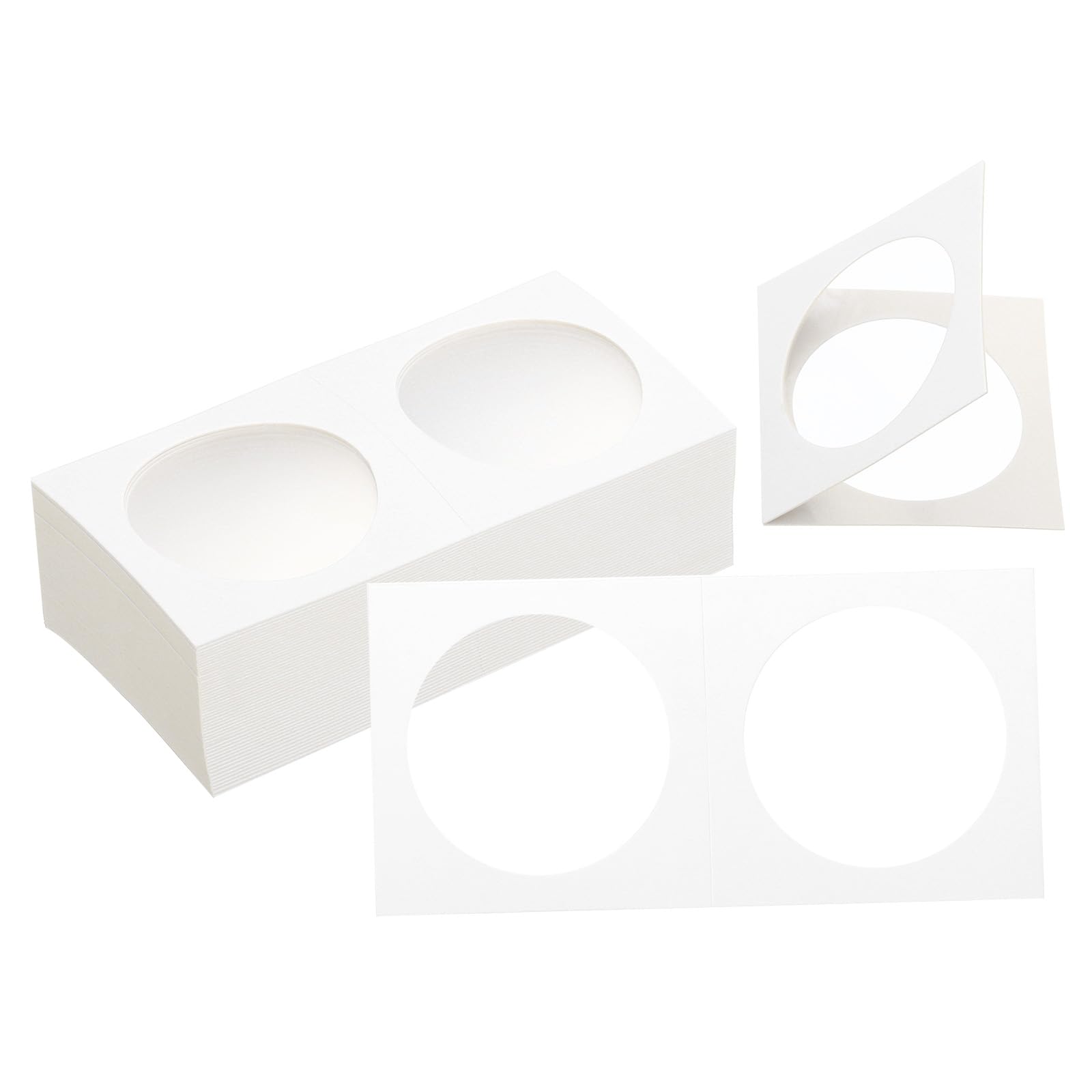 PATIKIL 2 x 2 Coin Flips, 50 Pack 40mm Cardboard Coin Holder Paper Coin Holders for Coin Collection Supplies Collector, White