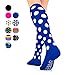 Go2 Compression Socks for Men Women Nurses Runners| Medium Compression Stockings… (Blue Polka Dot 16-22 mmHg, Medium)