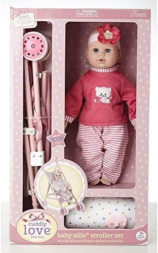 Cuddly Love 16" Baby Doll and Stroller Set, Girl toys age 3 and up