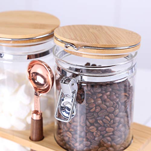 KKC Large Glass Storage Jars with Spoon,Glass Coffee Bean Storage