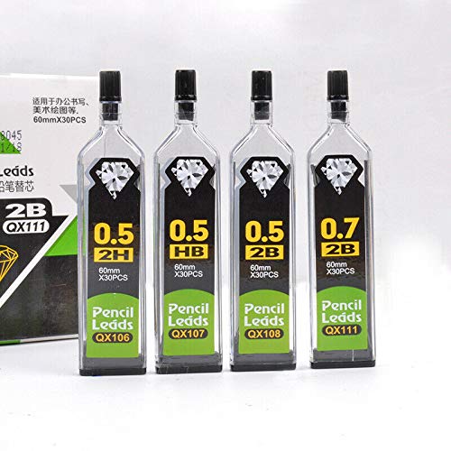 Lead Refills POWERTOOL, 0.3/0.5/0.7/0.9 HB 2B 2H Pencil Refill Lead, Break Resistant Mechanical Pencil Lead, 30 Per Tube, 5 Tubes (150 Pcs)