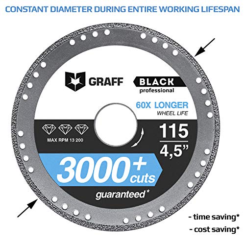 Disco Diamantato Metallo Disco Diamantato GRAFF Black Per Smerigliatrice - Taglio Metallo, 125 Mm, Per Tubi E Profili Disco Taglio Tubi Metallici