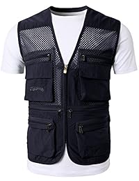 H2H para hombre Active chaleco de malla trabajo utilidad caza viajes deportes con bolsillos