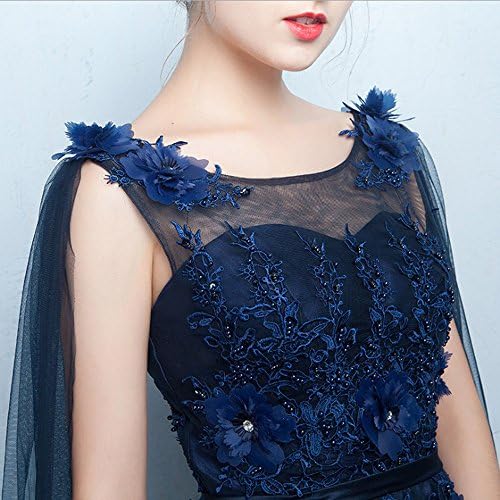 Amazon Iwec 女性用ドレス ロング ノースリーブ 花 刺繍 マント ケープ パーティ 結婚式 演奏会 発表会 披露宴 ネイビー 2xl イブニングドレス 通販