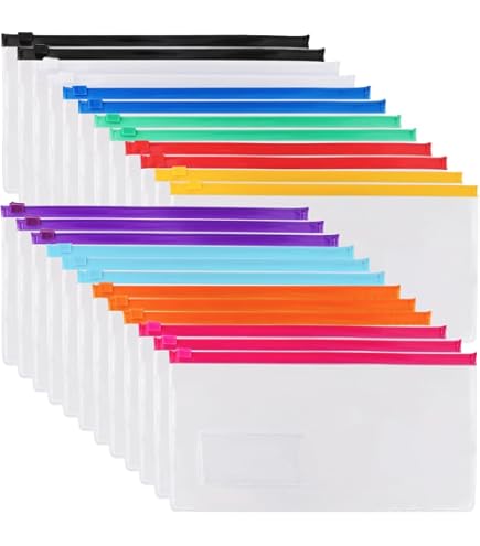 Paquete 20 Sobres Plástico Multicolor Cremallera Tamaño A4