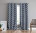 HLC.ME Lattice Print Thermal Insulated Room Darkening Blackout Grommet Window Curtain Panels for Living Room - Set of 2-37 W x 96 L - Navy Blue