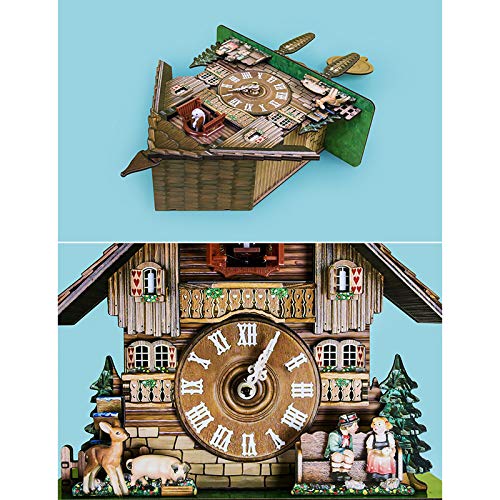 Cuckoo Wall Clock, Alarm Clock Retro Clock Wooden Living Room Clock Wall Clock Art Home Living Room Kitchen Office Decoration (D)